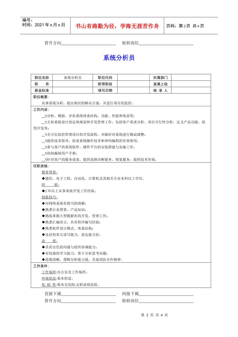 岗位说明书－IT类（1）_第2页