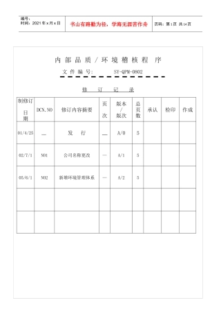 人力资源-202222内部品质、环境稽核程序QQ3772248