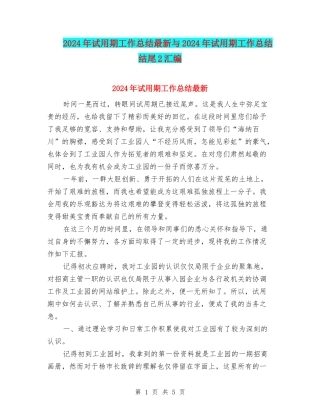 2024年试用期工作总结最新与2024年试用期工作总结结尾2汇编