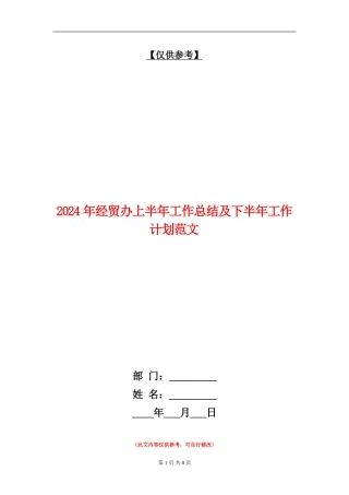 2024年经贸办上半年工作总结及下半年工作计划范文