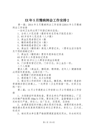 XX年5月慢病例会工作安排2
