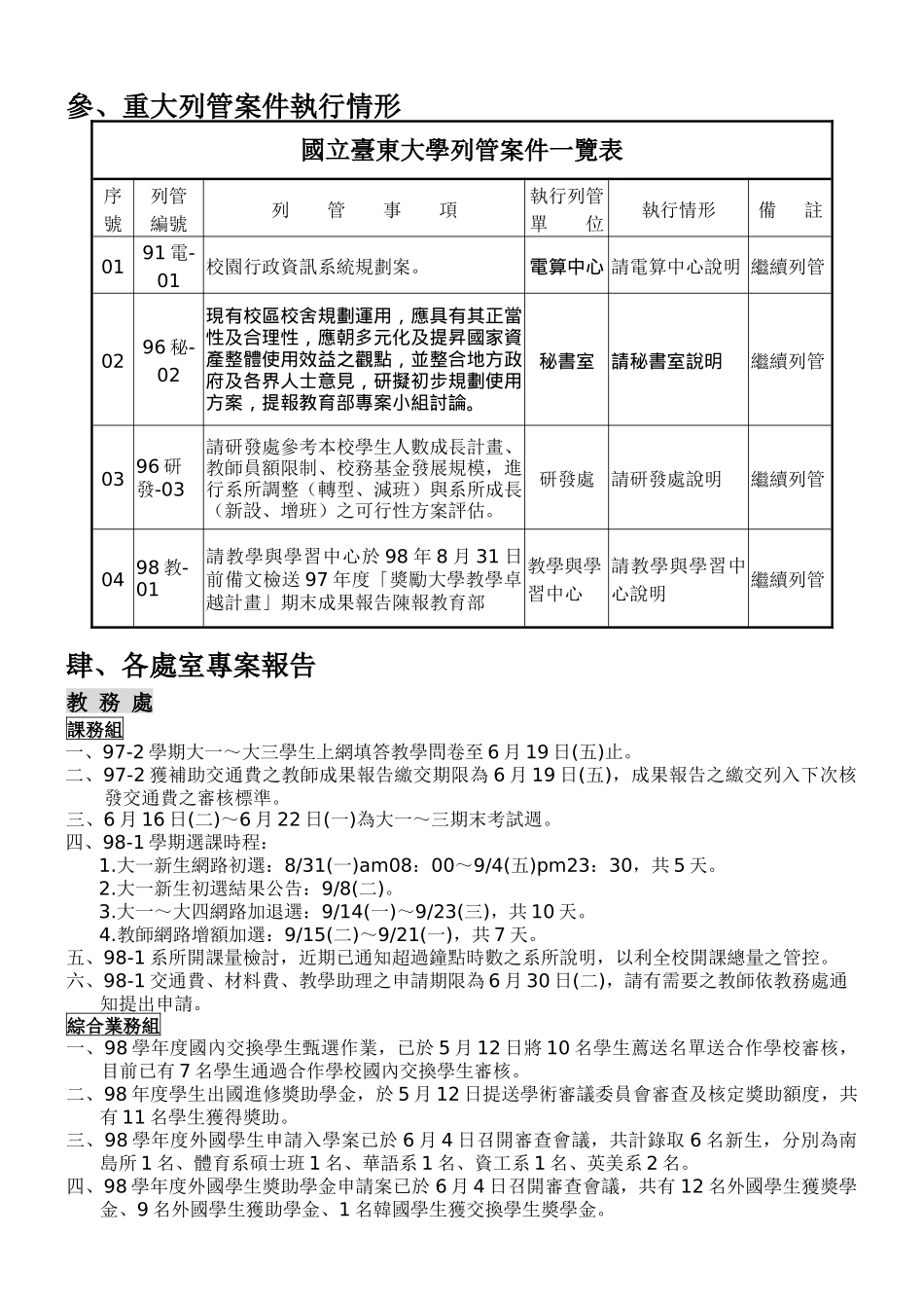 国立台东大学97学年度第2学期第5次行政会议纪录_第2页