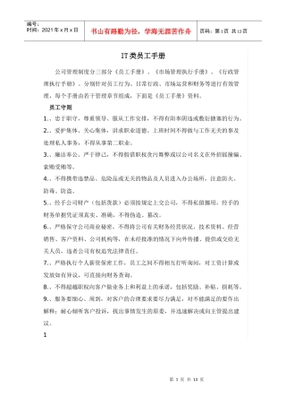 人力资源-2022IT类员工手册