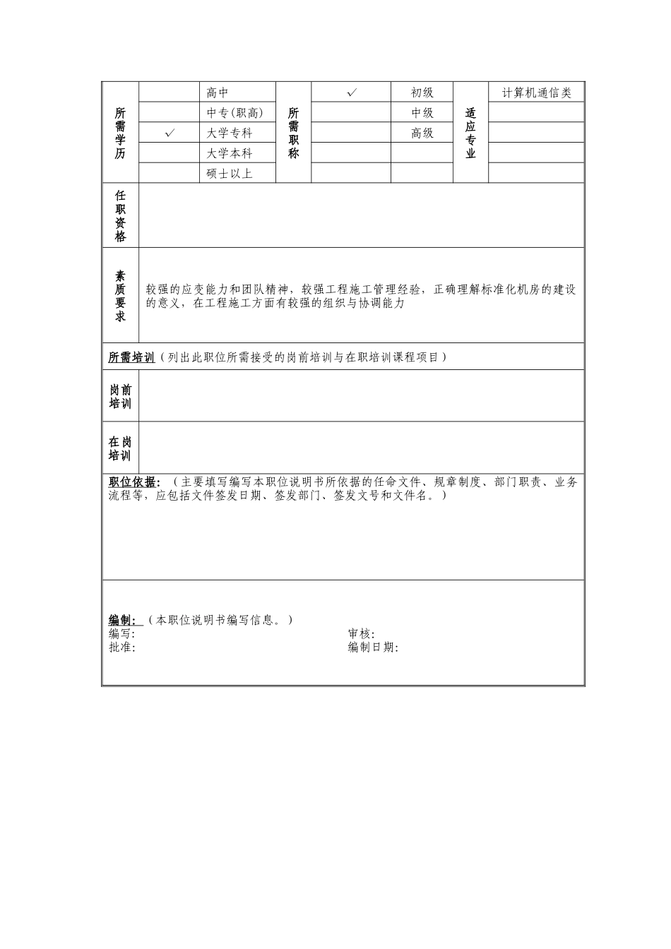 基站中心主任职位说明书_第2页