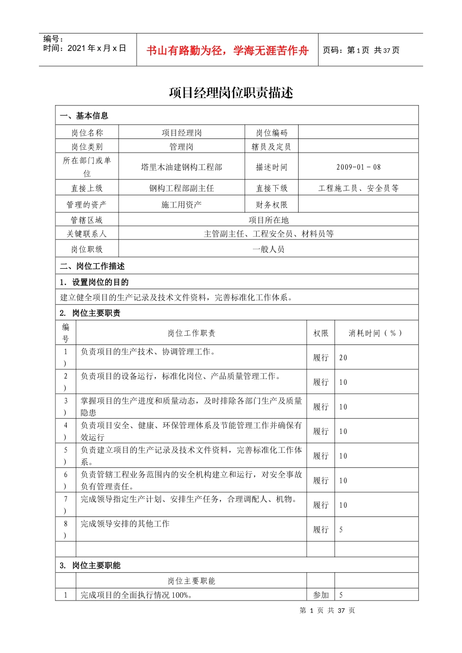 岗位职责描述(基层员工)_第1页