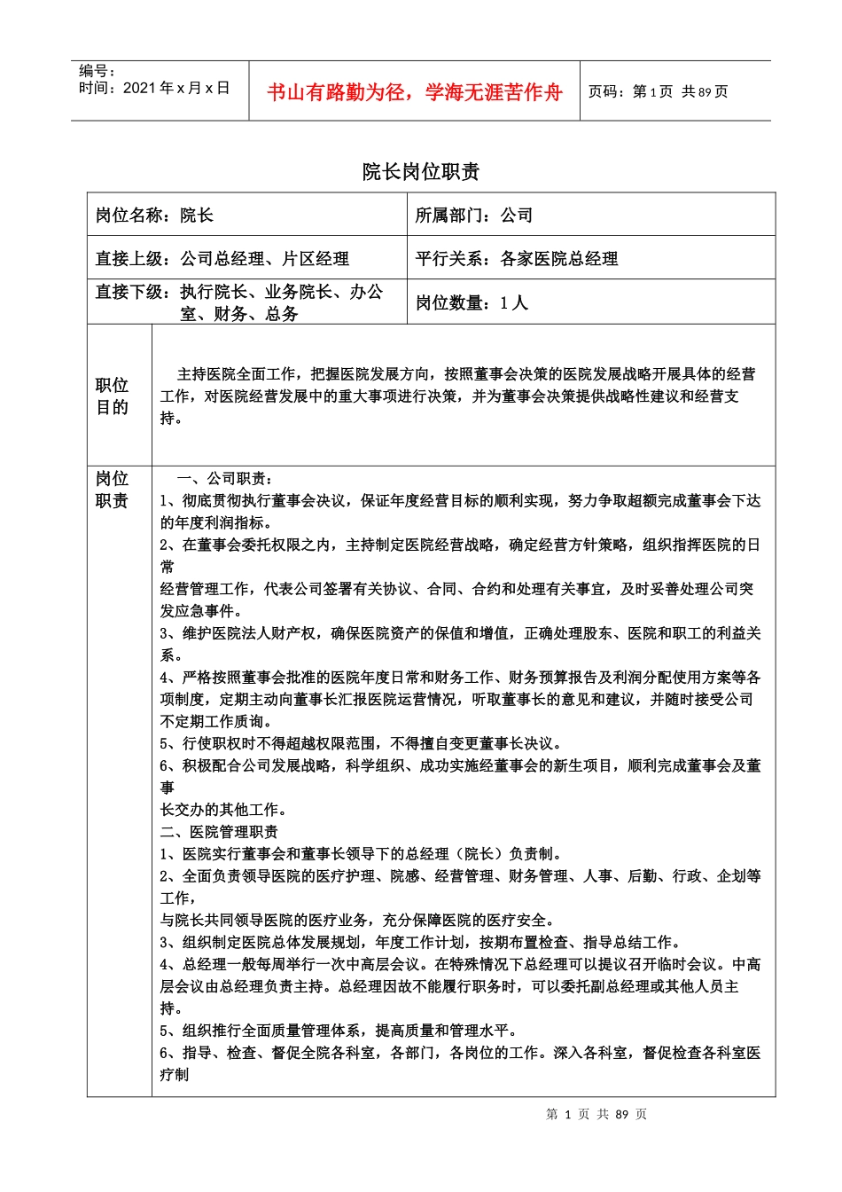 医院岗位职责文本大全_第1页