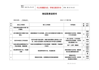 【职位描述】工作说明书－行政主任
