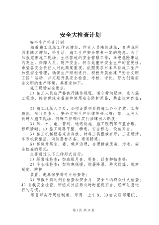 安全大检查计划