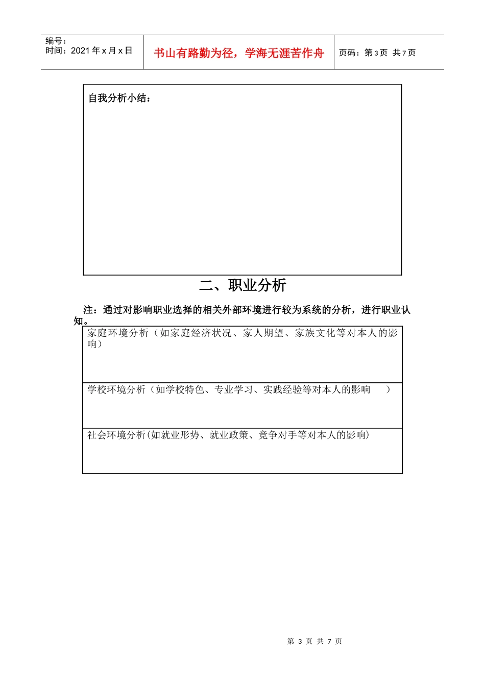 大学生职业生涯规划书(标准格式1)_第3页