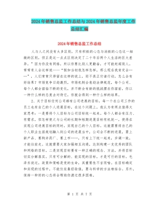 2024年销售总监工作总结与2024年销售总监年度工作总结汇编