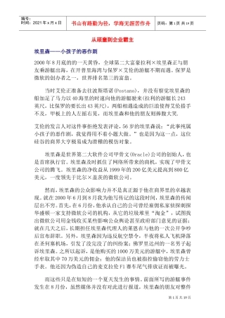 埃里森的成功历程