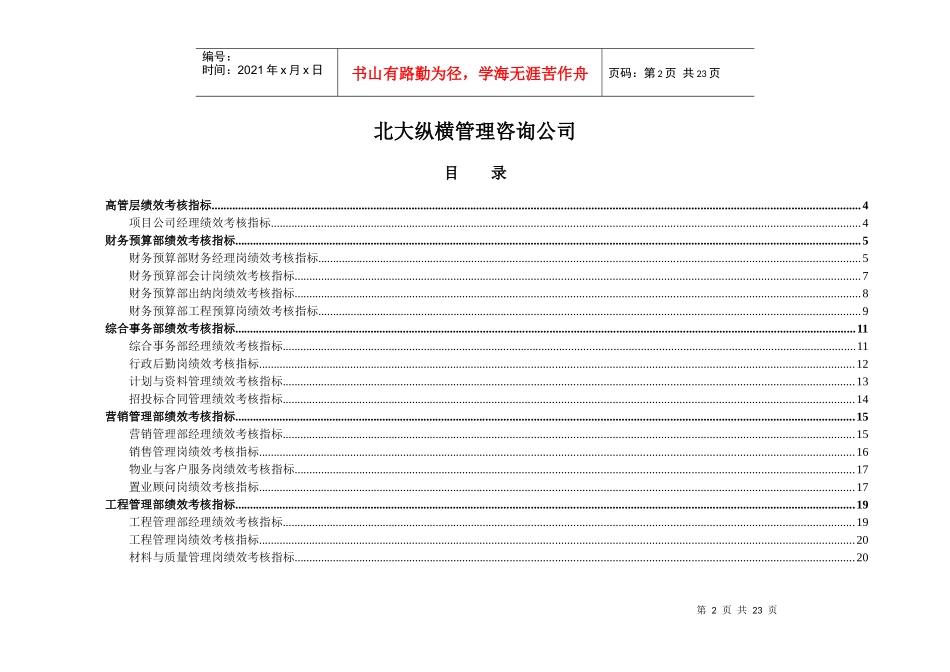 山东金瀚控股－金瀚置业项目公司－绩效考核指标库_第2页