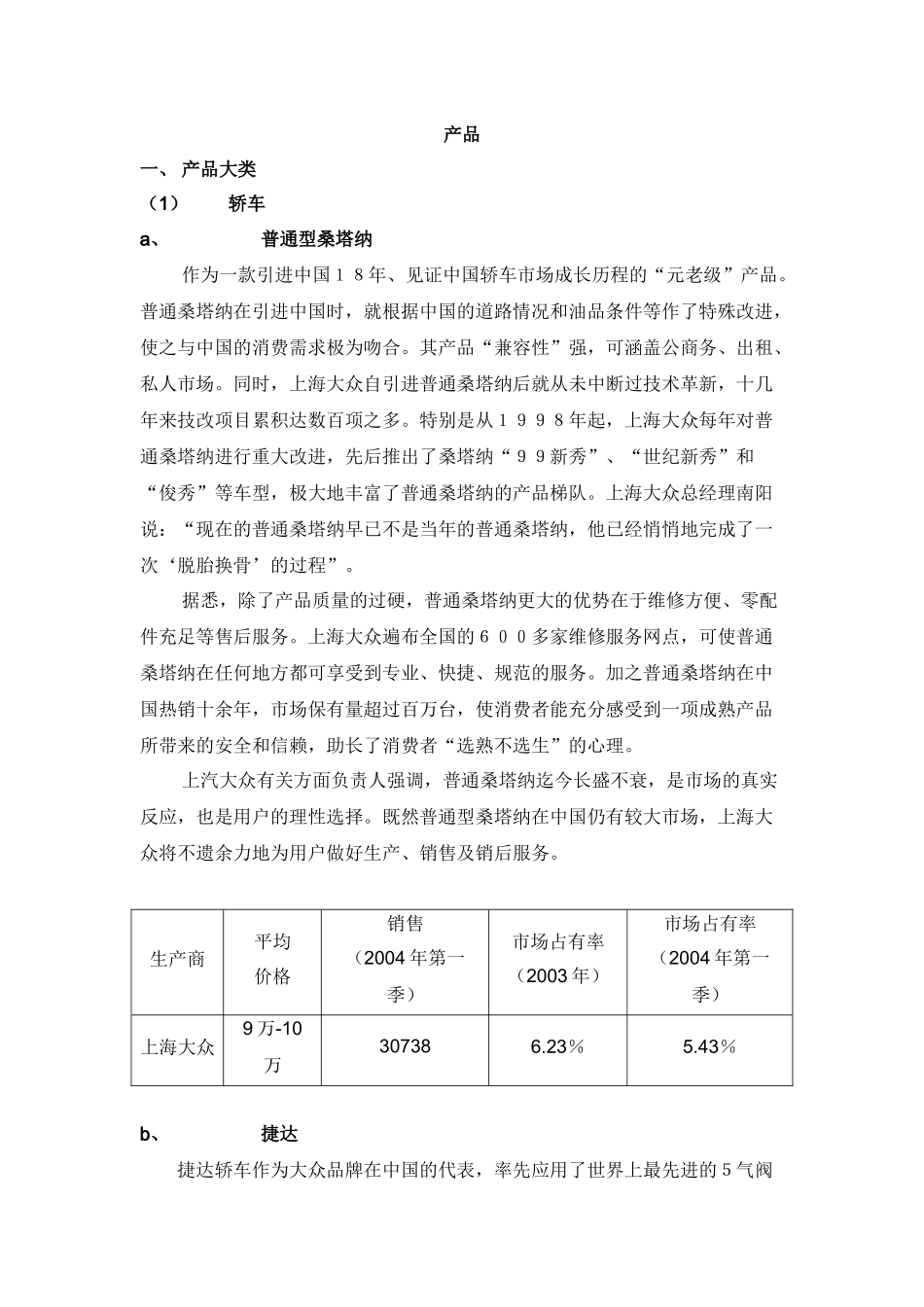 轿车四大车类销售分析_第1页