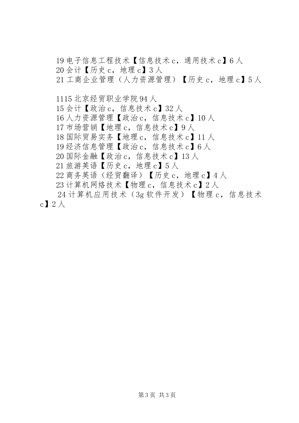 北京专科普通批次征集志愿剩余计划（理工类）_第3页