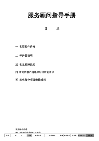 汽车4S店售后服务顾问指导手册