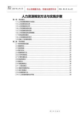 人力资源规划方法与实施步骤