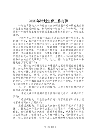 20XX年计划生育工作打算