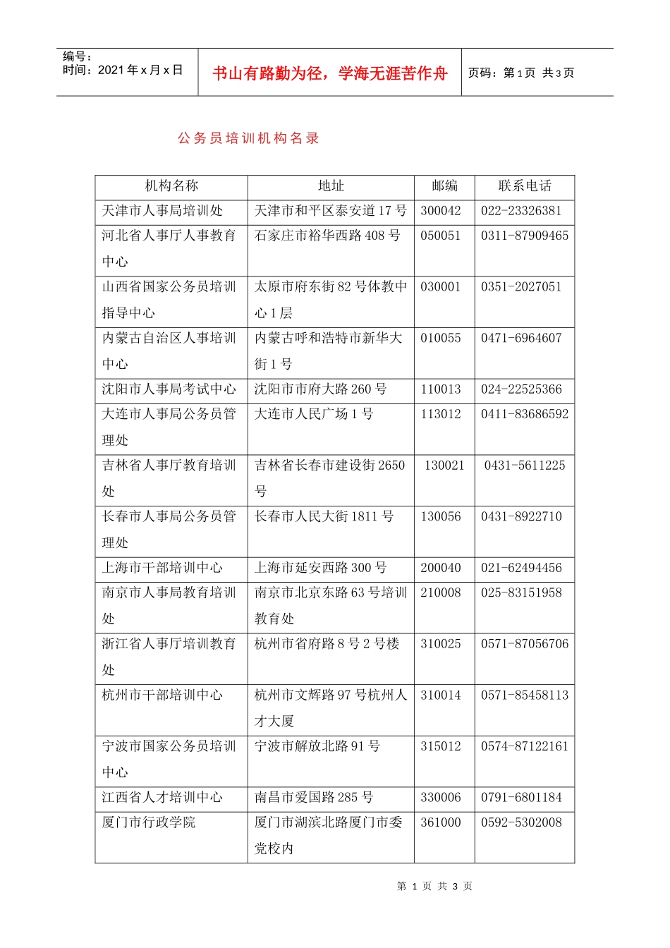 公务员培训机构名录_第1页