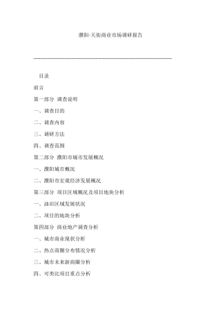濮阳市某商业市场调研报告