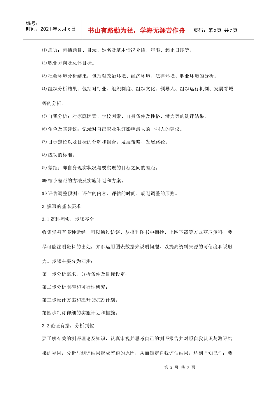 大学生职业规划书格式_第2页