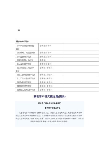 豪宅客户概念界定与典型特征