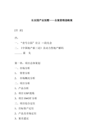 房地产项目营销战略全案