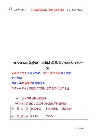 小学英语第二学期必备学科工作计划