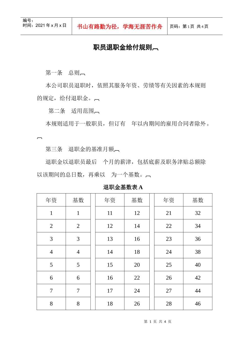 【薪酬福利】职员退职金给付规则_第1页