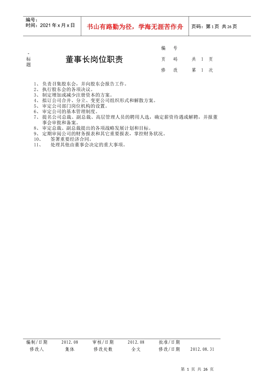 岗位职责情况一览表_第1页