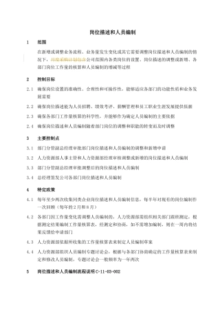 人力资源-2022010-岗位描述和人员编制-0316