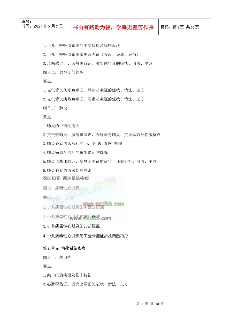 人力资源-2022XXXX年中西医助理医师考试大纲《中西医结合儿科学》_第3页