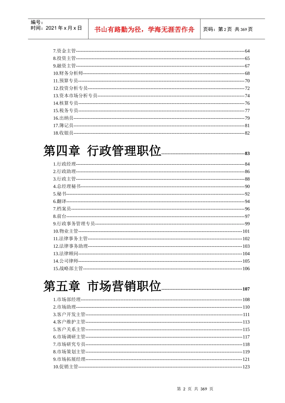 企业职位说明书及薪酬绩效表格(全套)_第2页