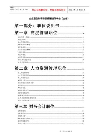 企业职位说明书及薪酬绩效表格(全套)
