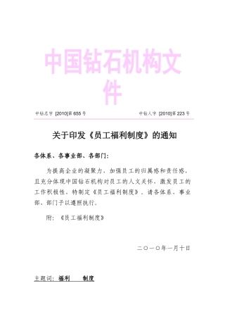 中国钻石机构员工福利制度