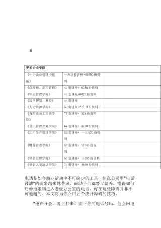 电话约客户技巧传授
