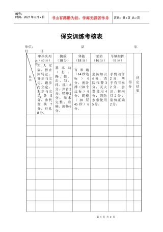 保安训练考核表