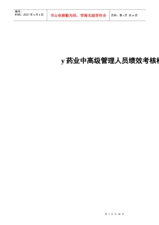医药业中高级管理人员绩效考核标准表