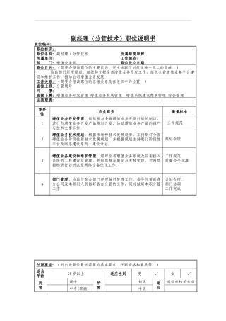 副经理（分管技术）岗位说明书