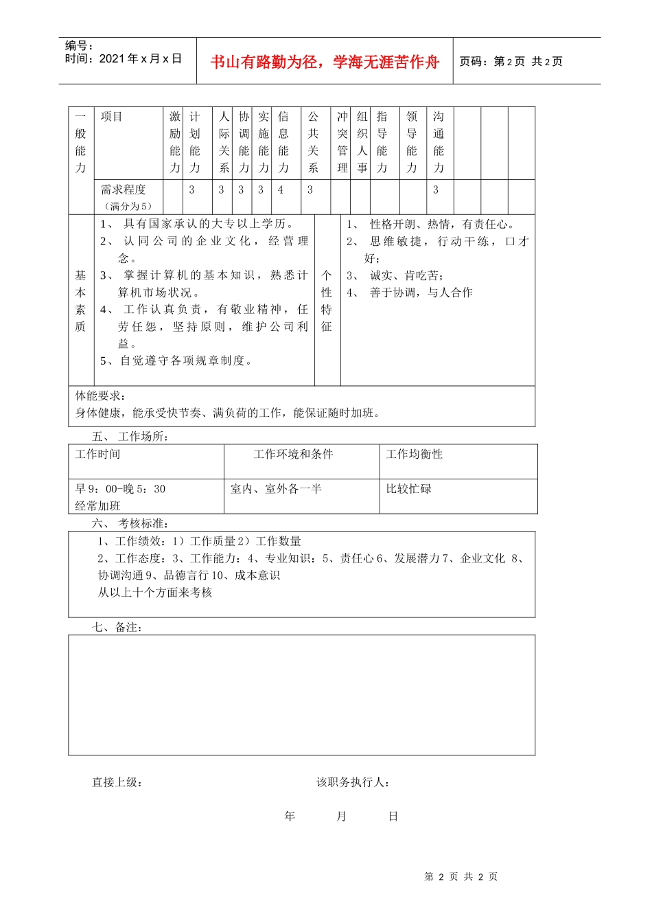 商务代表（软件） 职务说明书_第2页