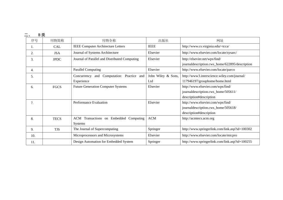 中国计算机学会推荐国际学术刊物与会议 计算机体系结构_第2页