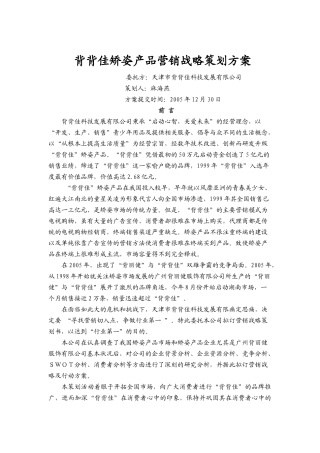 背背佳产品营销战略行动方案