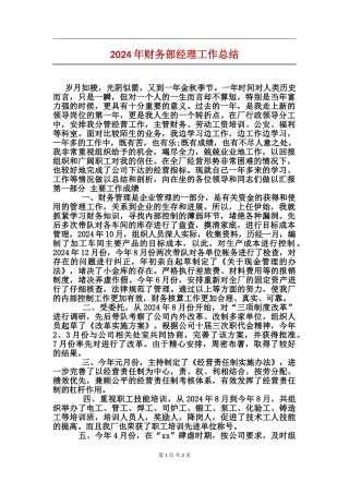 2017年财务部经理工作总结