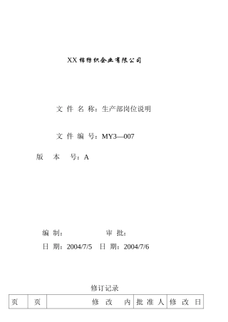 人力资源-2022MY3-007生产部岗位说明