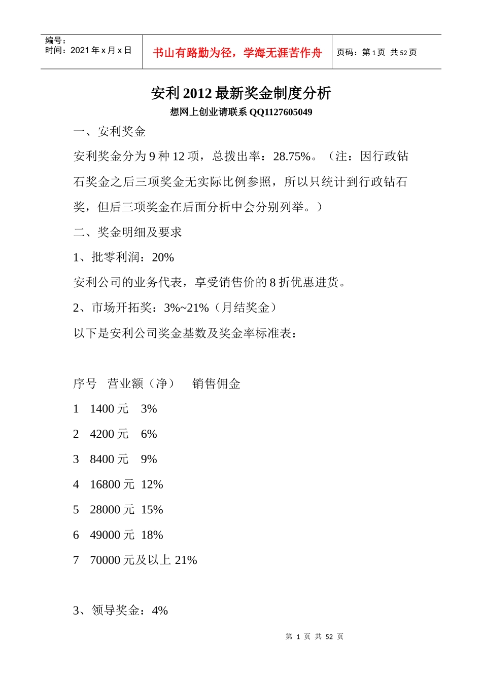 安利XXXX最新奖金制度_第1页