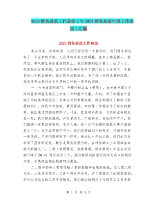 2024财务总监工作总结2与2024财务总监年度工作总结1汇编