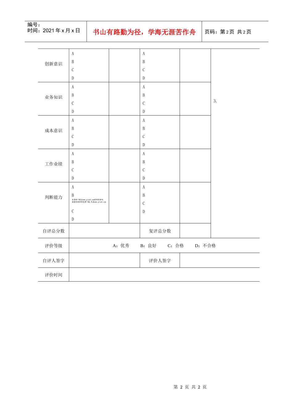 中层经理绩效评价样表（综合素质）_第2页