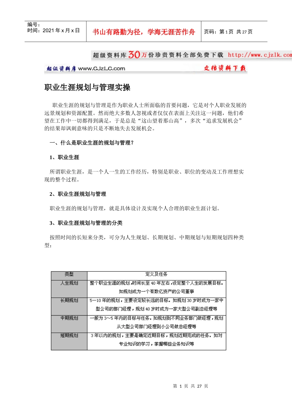 【精品文档】职业生涯规划与管理实操_第1页