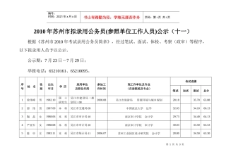 XXXX年苏州市拟录用公务员(参照单位工作人员)公示（十一）