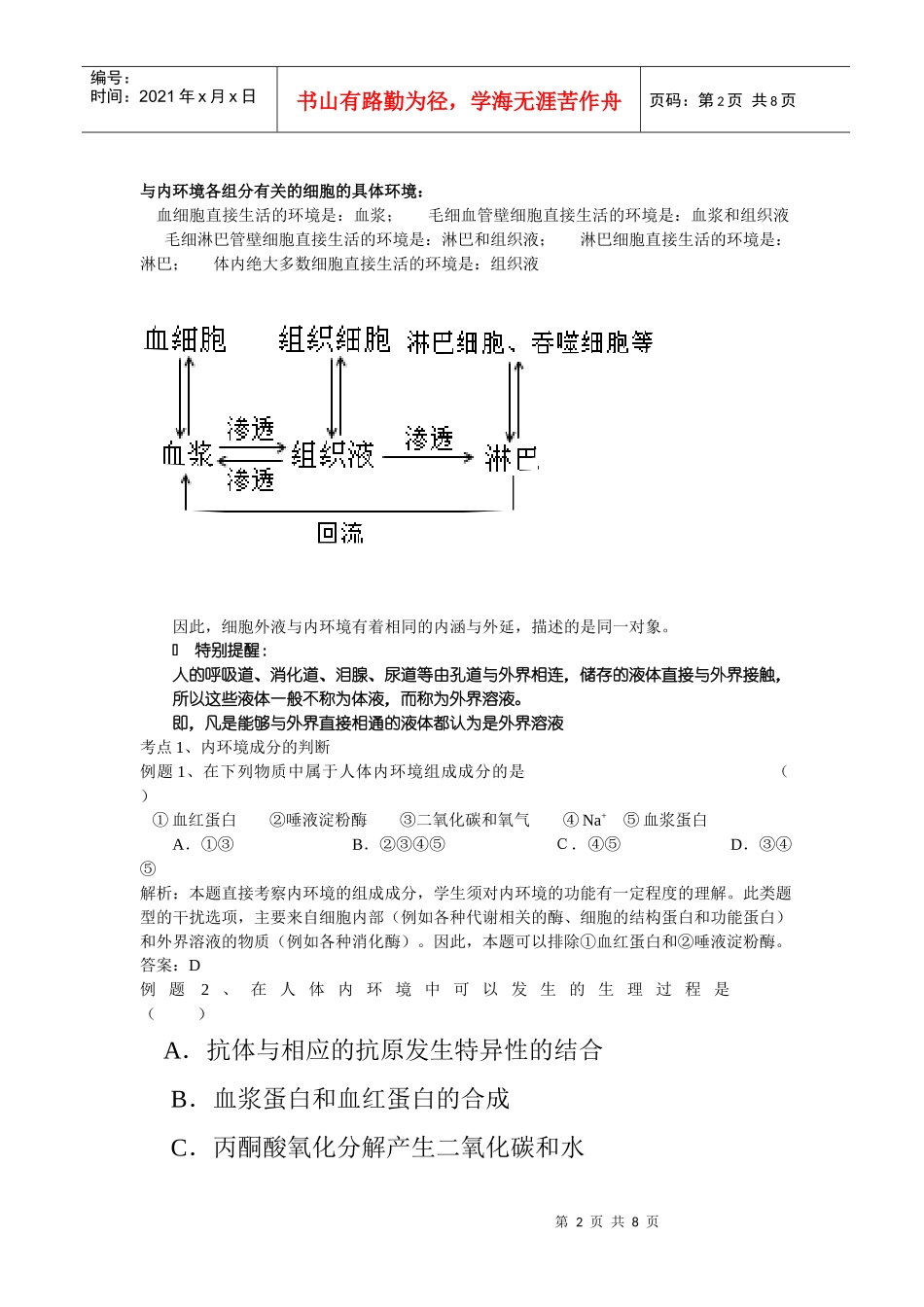 人体的内环境与稳态复习讲稿_第2页