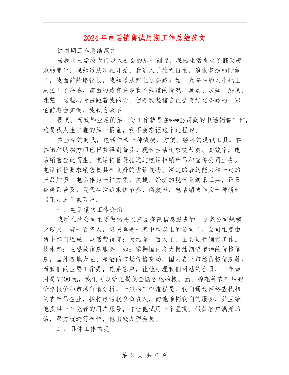2024年电话销售试用期工作总结_第2页
